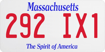 MA license plate 292IX1