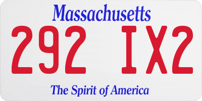 MA license plate 292IX2