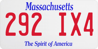 MA license plate 292IX4