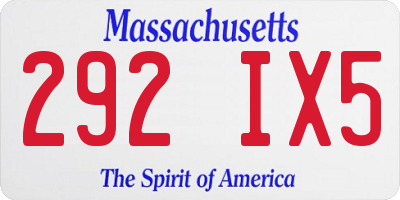 MA license plate 292IX5