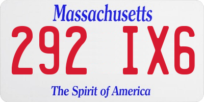 MA license plate 292IX6