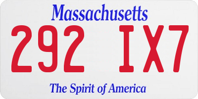 MA license plate 292IX7