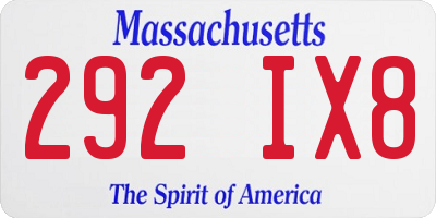 MA license plate 292IX8
