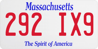 MA license plate 292IX9