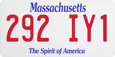 MA license plate 292IY1