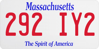 MA license plate 292IY2