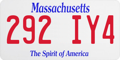 MA license plate 292IY4