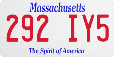 MA license plate 292IY5