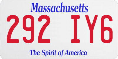 MA license plate 292IY6