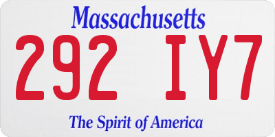 MA license plate 292IY7