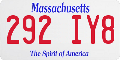 MA license plate 292IY8