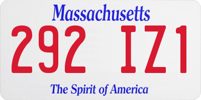 MA license plate 292IZ1