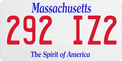 MA license plate 292IZ2