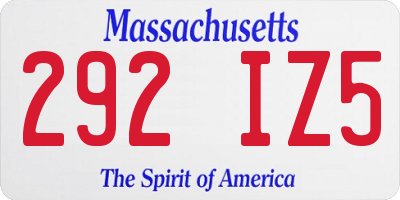 MA license plate 292IZ5