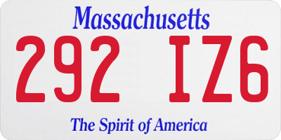 MA license plate 292IZ6