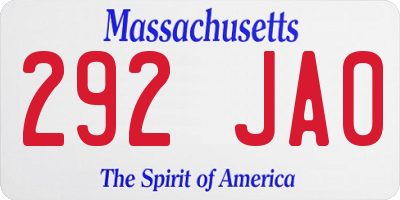 MA license plate 292JA0