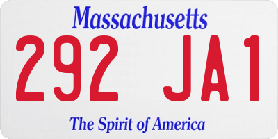 MA license plate 292JA1