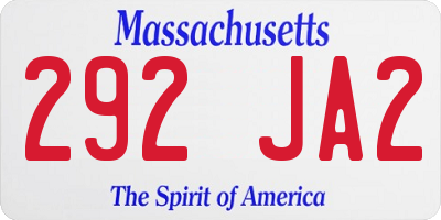 MA license plate 292JA2