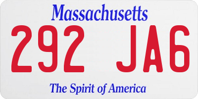 MA license plate 292JA6