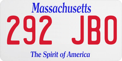 MA license plate 292JB0