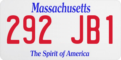 MA license plate 292JB1