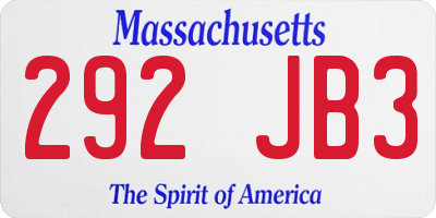 MA license plate 292JB3