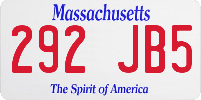 MA license plate 292JB5