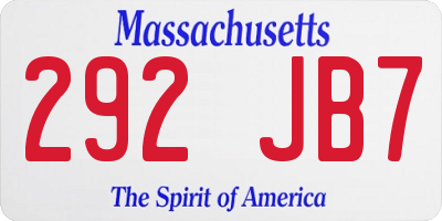 MA license plate 292JB7