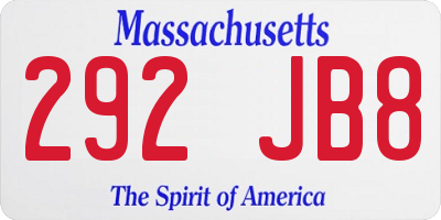 MA license plate 292JB8