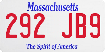 MA license plate 292JB9