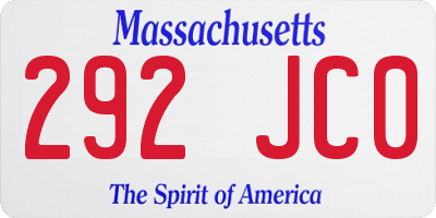 MA license plate 292JC0