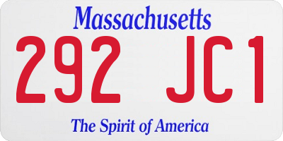 MA license plate 292JC1
