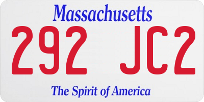 MA license plate 292JC2