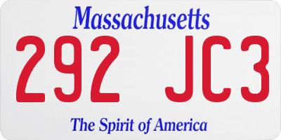 MA license plate 292JC3