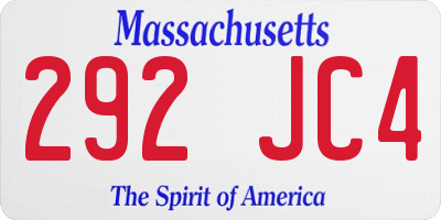 MA license plate 292JC4