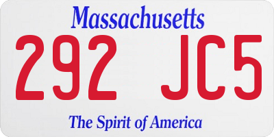 MA license plate 292JC5
