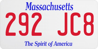 MA license plate 292JC8
