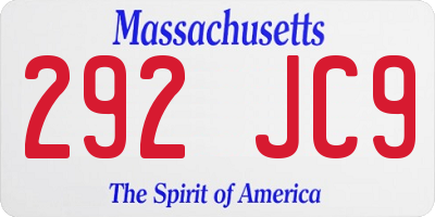 MA license plate 292JC9
