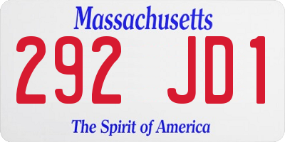 MA license plate 292JD1