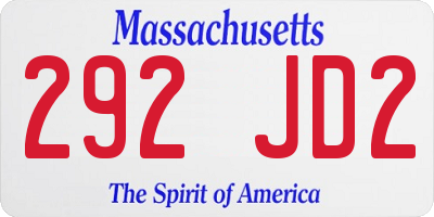 MA license plate 292JD2