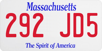 MA license plate 292JD5