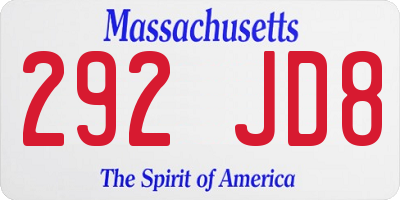 MA license plate 292JD8