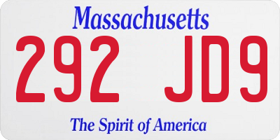 MA license plate 292JD9
