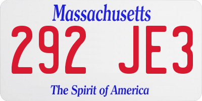 MA license plate 292JE3