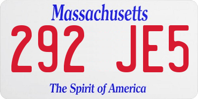 MA license plate 292JE5
