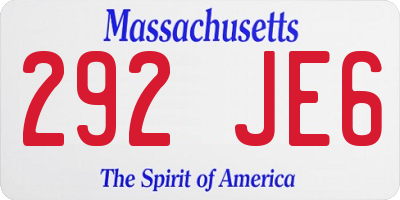 MA license plate 292JE6