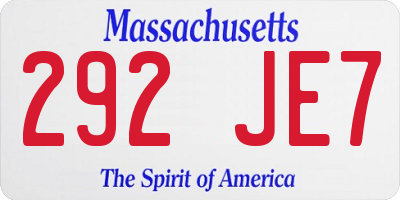 MA license plate 292JE7