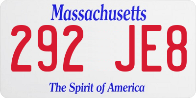 MA license plate 292JE8