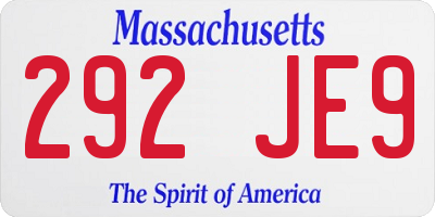 MA license plate 292JE9