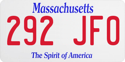 MA license plate 292JF0